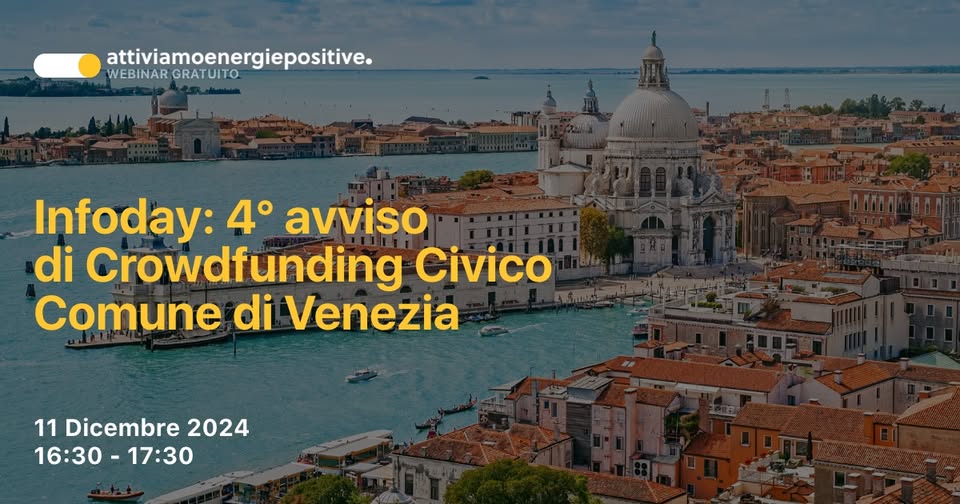 Crowdfunding, VSF partner del progetto civico del Comune di Venezia